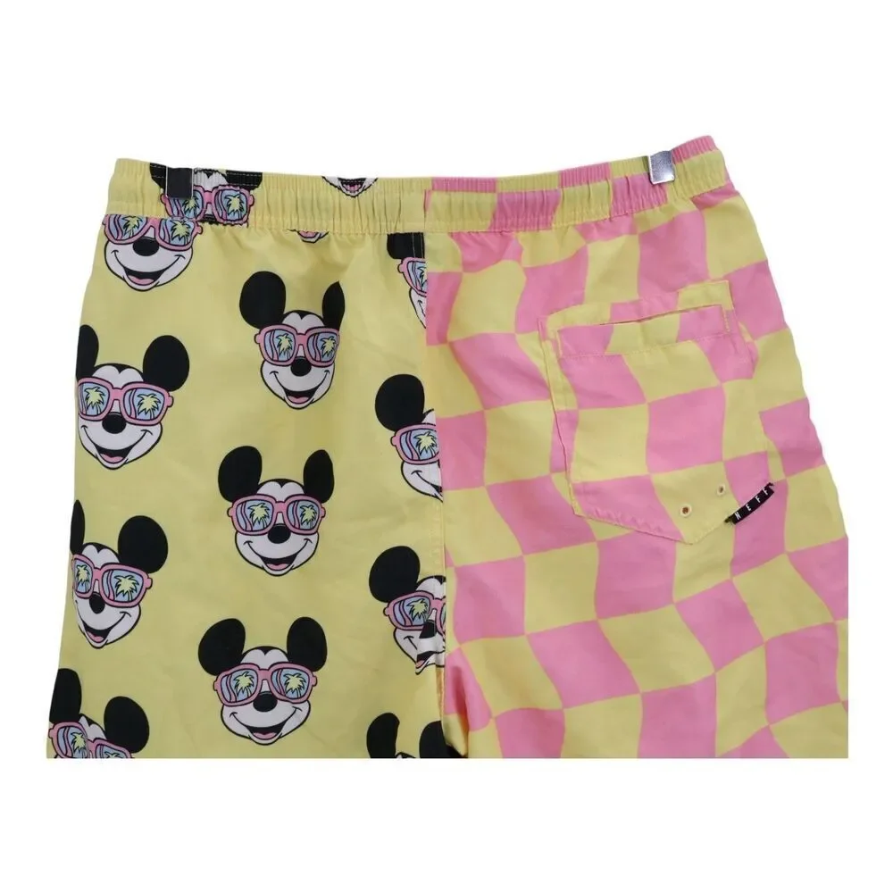 Neff x Disney Mickey Mouse Checkered Swim Trunks Shorts Men's Large